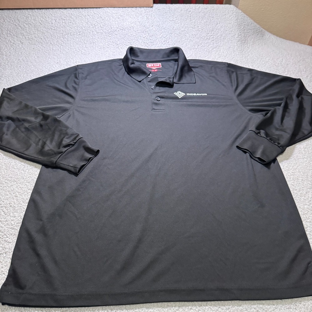 Red Kap Long Sleeve Polo Shirt Black Men's Size Large Tee Mens Adult Top